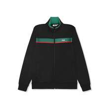 FILA Men's Zip-Up Track Jacket, Sagano Regular Taped Track Jacket, 100% Polyester, Regular Fit, Retro Urban Sport Style, Printed Logo And Tape Detail, White, Black And Brown - Black - View 2