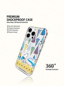 Miniso Snoopy 手機殼輕巧防滑防摔，透明設計適合夏季，卡通動漫風格，適用於 iPhone17 17Air 17pro 17promax11 12 13 15 16pro 16promax 14Plus 15Plus 16Plus 15pro 16promaxXR，適合送給親友的節日禮物 - 無色 - 查看 4