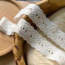1/5碼白色棉質鏤空刺繡蕾絲飾邊，復古花卉鏤空蕾絲布料，適用於縫紉、DIY手工藝、裙襬、襯衫、窗簾、娃娃衣服、婚禮裝飾、服飾配件 - 多色C - 查看 4