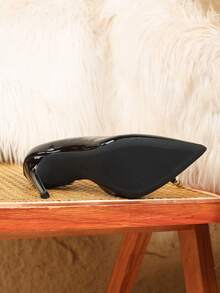 Giày cao gót mũi nhọn màu đen 12cm gợi cảm và thời trang có quai thắt lưng và đinh tán trang trí, phong cách cổ tích đa năng dành cho nữ, mùa xuân/thu, dự tiệc - màu đen - Xem 6