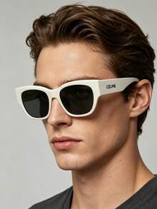 Celine Victory Arch Cat Eye Fashion Glasses, French Chic Glasses, Unisex Acetate Frame Lightweight & Comfortable, Enhances Facial Features, Suitable For Work & Daily Wear, Classic Low-Key Elegant Design, Model: CL40197U-25A 54 - White - View 4