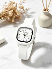 Set Jam Tangan Quartz Minimalis Unisex dengan Tali Silikon Persegi Hitam, Putih, dan Abu-abu serta Dial Digital. Finishing Matte untuk Gaya Serbaguna. Desain Jarum Detik dengan Penanda Sederhana. Pergerakan Quartz Memastikan Ketepatan Waktu, Ringan dan Nyaman Dipakai. Cocok untuk Pelajar, Pemakaian Sehari-hari, Gaya Kasual, dan Berbagai Acara. - MultiWarna - View 2