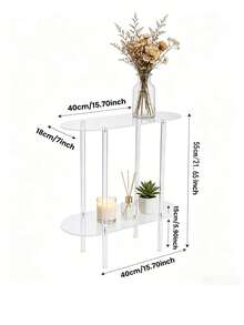 1pc Transparent Acrylic Side Table, Suitable For Modern Home, Easy To Assemble, Space-Saving Design, Multi-Functional Nightstand, Suitable For Living Room, Bedroom, Hallway, Bathroom - Transparent - View 12