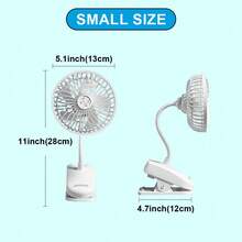 Summer Cooling Personal Portable Fan, Desktop Silent Small Fan, 4 Speed Adjustment Modes, USB Charging Function, One-Key Switch, 360° Adjustable Flexible Neck Fan. Suitable For Home, Beach, Office, Dormitory, Bedroom, Indoor, Outdoor, Baby Carriage, Travel, Travel Essentials, Summer Gifts, Etc. Occasions. - WQ-fS01B - View 12