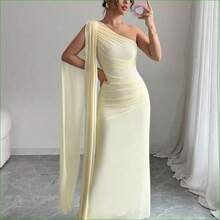 Vestido ajustado de color amarillo claro para mujer, elegante para primavera/verano - Rosa - Ver 2