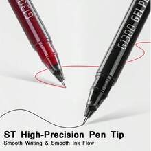 Large Capacity Gel Pen, 1300m+ Long Writing Length, Black & Red Ink Options, ST High-Precision Tip, Smooth Quick-Dry Ink For Clean Writing, Minimalist Visible Ink Barrel For School, Office & Study Use - 12Pcs/Set - View 2