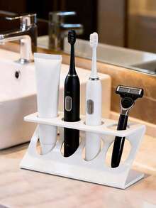 1pc Toothbrush & Toothpaste Holder, Bathroom Storage Rack, Vanity Organizer, Razor Holder, Home Bathroom Decor, Back To School Essentials, Ideal Home Storage, Bathroom Accessories, Travel Must-Haves, Dorm Essentials - Multicolor - View 4