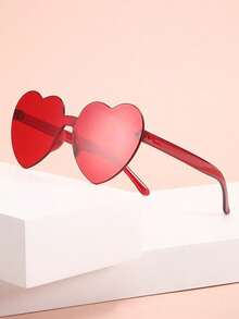 1pc Fashionable Heart-Shaped Glasses, Party Photography Props, Suitable For Birthday Parties, Weddings, Engagements, Bridal Showers, And Valentine's Day Decorations - Frameless Heart - View 2