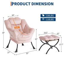 Sillón lounge moderno con otomana – Estructura metálica resistente – Respaldo reclinable, reposapiés plegable y cojín extraíble – Tapizado suave ideal para sala, dormitorio u oficina - B - Ver 4