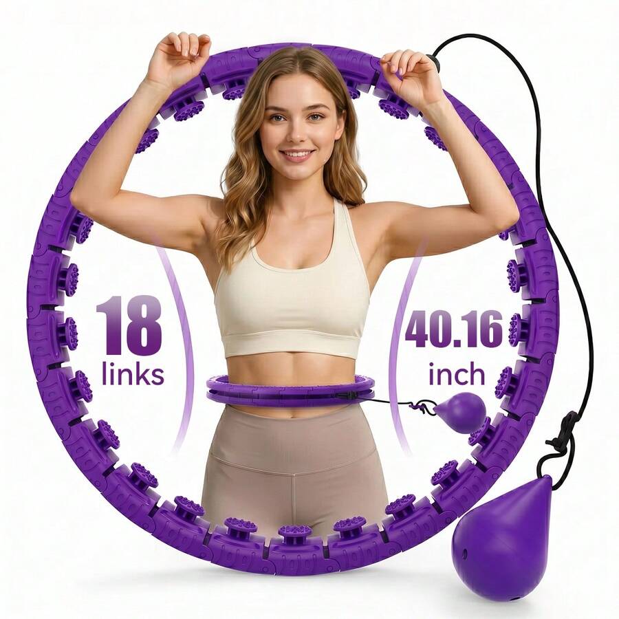 18-Section Weighted Adult Fitness Hoop, Suitable For Women, Smart Fitness Equipment With Larger Hoop Size - Red Violet - View 1