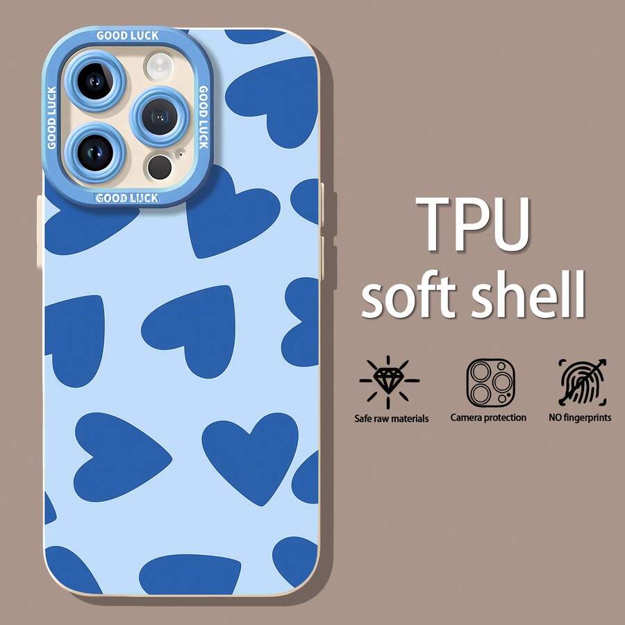Funda para teléfono con diseño de corazones azules, compatible con fundas para teléfonos , Apple, VIVO, OPPO, , Transsion, , y Honor. Hecha de material TPU, tiene protección contra golpes y caídas. Es un excelente regalo para amigos y familiares. - Blanco - Ver 1