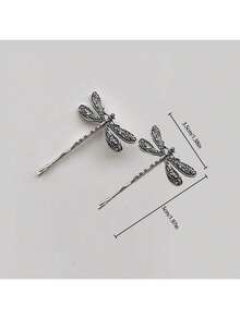 2 Stück elegante Vintage Libellen Haarspangen, minimalistische Metalllegierung Haarnadeln, 5cm/1.97in, geeignet für tägliche Dekoration von Frauen, Lässig, Formell, Reisen, Schule, Party, Geschenk, Haarklammern - Antiksilber - View 9