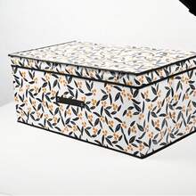 1pc Foldable Fabric Storage Box With Lid, Large Capacity Clothes Organizer, Wardrobe Storage Container, Home Dust-Proof Storage Box, Printed Pattern Storage Solution, Multi-Purpose Foldable Organizer - Small Leaf Storage Box - View 11