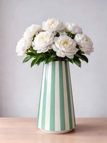 1pc Fashion Striped Vase Pair, Solid Color, Compact Decor, Suitable For Small Spaces Or Gifts, French Luxury And Nordic Minimalist Style, Ideal For Coffee Table Or Shelf Styling - Multicolor - View 9