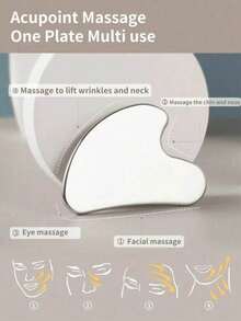 1/2 Pcs Facial Skincare Massage Set: Lymphatic Shaping Cleansing Brush, Stainless Steel Heart-Shaped Gua Sha Tool, Dry Cleansing Brush, Suitable For Face, Chin And Jawline Lymphatic Drainage Massage, Stainless Steel Facial Gua Sha Tool - Multicolor - View 4