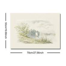 Bộ 1/2 tấm tranh in canvas phong cảnh đồng quê vintage mộc mạc có khung/không khung, hình cây cầu hồ trang trại phong cách Cottagecore, tranh treo tường trang trí hành lang lối vào, phòng khách, phòng ngủ, decor nhà hiện đại - A - Xem 14