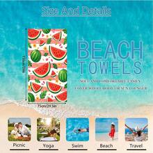 1 pieza/24pcs Toalla de playa con estampado de sandía y naranja a rayas, manta de playa de microfibra extragrande, toalla de baño súper absorbente, adecuada para viajes, piscina, buceo, surf, yoga, camping, múltiples tamaños, accesorios de playa, aplicable para playa, piscina, viajes, camping, yoga - fruta - Ver 40