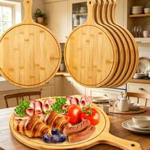 5Pcs 15*11 Inch Wooden Pizza Boards With Handles, Pizza Peel Serving Boards, Wood Cutting Board For Charcuterie, Cheese, Bread And Fruit, Multi-Purpose Kitchen Baking Tray, Housewarming & Holiday Gift - View 3