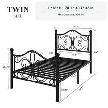 Allewie Twin/Full/Queen Size Bed Frame With Headboard, Metal Bed Frame With Butterfly Pattern Design Headboard & Footboard, No Box Spring Needed, Easy Assembly,  Black - màu đen - Xem 9