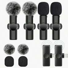 2.4G Wireless Clip-On Microphone Type-C Interface Plug And Play Ultra Low Latency Built-In Noise Reduction Chip Suitable For Video Recording Interview Podcast Vlog 50mAh Rechargeable Battery - Black - View 3