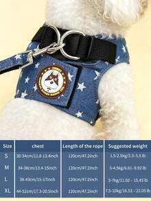 Multi-Style Series Pet Harness And Leash Set, Random Small Pendant Included, 6 Pattern Options, Anti-Escape Adjustable Cat And Dog Vest-Style Harness, Suitable For Medium And Small Pets Outdoor Walking Dog Leash, Pet Clothing And Accessories - Multicolor - View 5