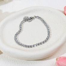 1pc Minimalist Luxury Colorful Super Shiny Single Row Full Rhinestone Stainless Steel Tennis Bracelet Suitable For Women - Tennis Bracelet - View 6