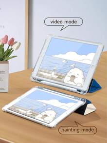 卡通鴨圖案平板保護殼，相容 iPad 9.7/10.2/10.5/10.9/12.9/Pro 11、第 10 代、Air 8(M4)2026(11 吋)、Air 8(M4)2026(13 吋)，相容 Galaxy Tab S6 Lite 10.4 吋，相容 Kindle Paperwhite 第 12 代 2024、Kindle 第 11 代 2022、Clara Colour，柔軟防震保護，智慧支架/自動喚醒/睡眠 - 彩色 - 查看 7