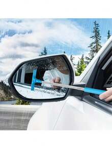 Cepillo retráctil para coche, raspador de espejo retrovisor portátil, limpiador de cristales de coche, quitaescarcha, raspador de doble cara con hojas suaves, longitud ajustable adecuado para parabrisas, ventanas laterales y techo corredizo, herramienta práctica de limpieza de coche - A - Ver 6