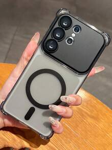 Galaxy S26 S25 S24 Ultra Plus 高階透明磁吸可拆卸鏡頭手機殼，四角防摔相機保護框背蓋 - 黑色 - 查看 3