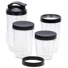 Adler خلاط شخصي Blend & Go مجموعة خلاط سموذي 1200W زجاجات 700ml 500ml 300ml وظيفة النبض سحق الثلج 4-شفرات & 2-شفرات حماية من الحرارة الزائدة أسود - قابس اتحاد أوروبي نوع E (220 إلى 240 فولت) - مشاهدة 8