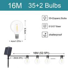 G40 Solar String Lights, Outdoor Patio Solar Rope Lights, LED Solar Lights, Suitable For Garden Party, Yard, Wedding, Street, Patio Decor - Yellow - View 8