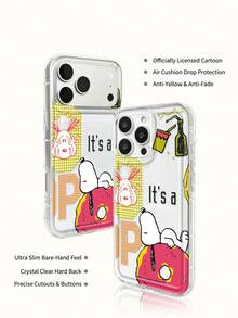 Miniso Snoopy 手機殼輕巧防滑防摔，透明設計適合夏季，卡通動漫風，適用於 iPhone 17 17Air 17pro 17promax 11 12 13 15 16pro 16promax 14Plus 15Plus 16Plus 15pro 16promax XR，送給親友的節日禮物 - 無色 - 查看 7