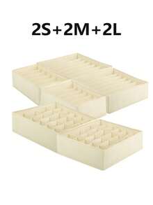 1/3件套抽屉分隔收纳盒，可折叠衣柜收纳篮和布艺收纳盒，用于存放衣物、内衣、胸罩、领带、配饰、袜子 - 米色 - 查看 15