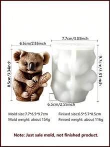 (Koala & Squirrel) New 3D Stereoscopic Animal Candle Mold Set, Includes Adorable Koala Hugging Branch And Squirrel Eating Pine Cone Designs, Made Of Soft Silicone For Easy Demolding, Ideal Tool For DIY Handmade Scented Candles, Gypsum, Resin Crafts - Koala & Squirrel - View 7