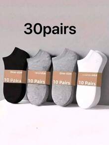 30/15/10/5/3/1 Pares de Calcetines Minimalistas de unicolor de Corte Bajo para Hombres, Transpirables y Absorbentes de Humedad, Calcetines Invisibles, Adecuados para Todas las Estaciones - Multicolor - Ver 4