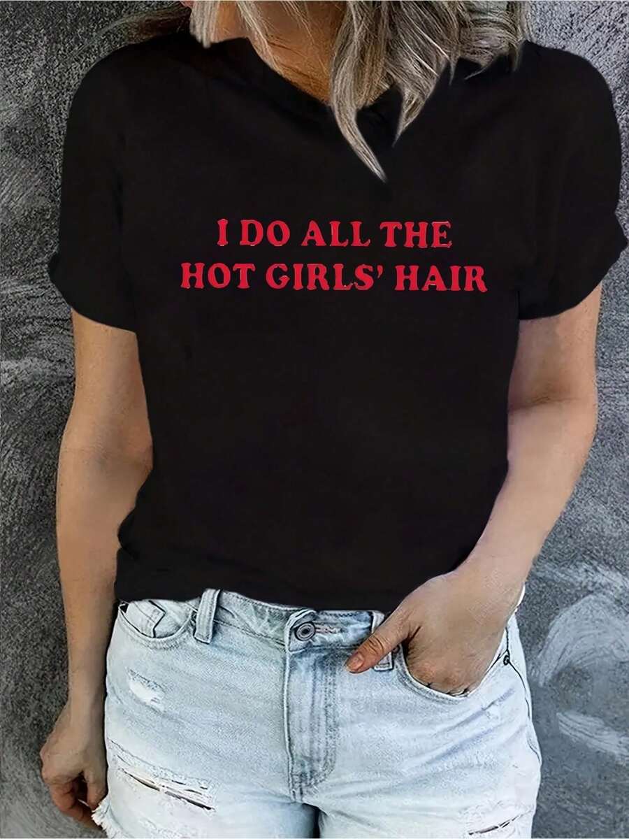 New European T-Shirt With Letter Print For Women - White - View 1