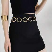 1pc Minimalist Geometric Round Single-Layer Body Chain, Punk Metal Waist Chain For Women - Multicolor - View 8