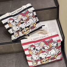 1 Stück Snoopy gestreifte Segeltuch-Tragetasche, große Kapazität Pendler-Lässig-Reisehandtasche, süß und vielseitig, geeignet für Schüler zum Schulanfang, Geburtstag, Valentinstag, Muttertag Geschenk - A - Übersicht 2