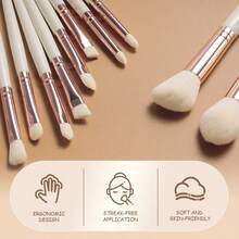 BS-MALL 8pcs Portable White Makeup Brush Set, Travel Makeup Brush Kit With Eyeshadow Brush, Concealer Brush, Eyebrow Brush, Blush Brush For On-The-Go Makeup Touch-Ups - White - View 4