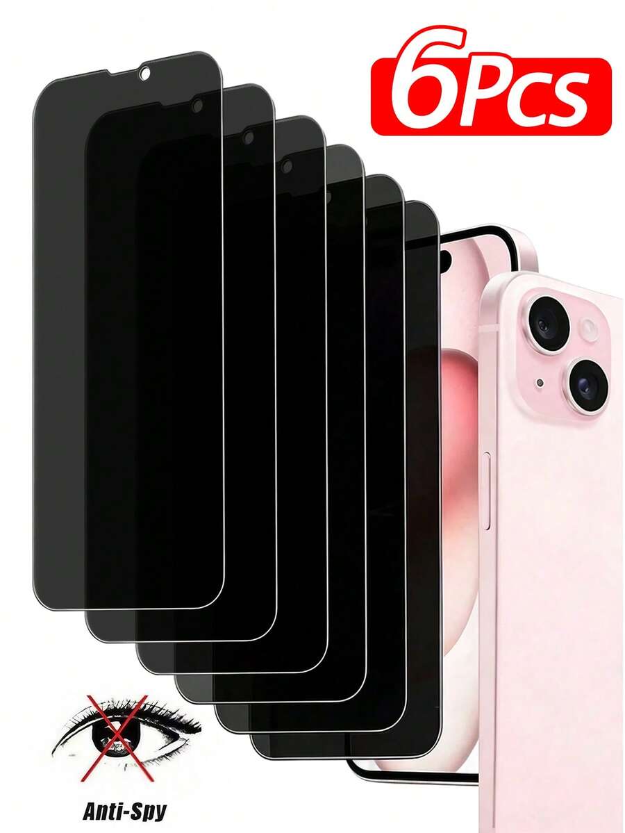 Mr. War Gorilla 6片裝防偷窺鋼化玻璃螢幕保護貼，相容 iPhone 17e/17 Pro Max/17 Air/16 Pro Max/16E/16 Plus/15 Pro Max/14/13/12/11 Pro Max/X/XR/XS Max 及其他系列，防指紋、9H 硬度、防震防摔、完美貼合、相容手機殼、高透明度、高畫質，為您的手機提供全方位保護