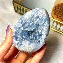 1件天藍色天青石水晶標本，天然水晶結構，大尺寸，適合居家或辦公室裝飾，獨特情人節禮物，精美水晶展示件，重量範圍0.11至1.65磅 - 淺藍色 - 查看 5