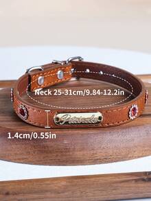 PETCIRCLE 1pc Pet Collar For Dogs And Cats, Small Dogs, Puppies, Teddy, Bichon, Pomeranian, Cute Casual Accessory Gold Label Collar - Multicolor - View 1