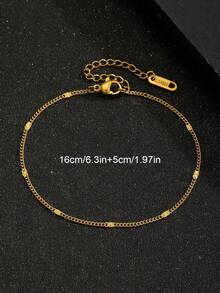 1pc Minimalist Stainless Steel Gold Chain Bracelet, Jewelry Accessory, Commemorative Gift For Family & Friends - Gold - View 4