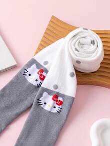 Noctvar OBM Sleepwear X Hello Kitty 1雙波點拼接Hello Kitty兒童褲襪，夏季透氣不勒腰女童學校/休閒打底褲，可愛貓咪緊身褲 - 彩色 - 查看 8