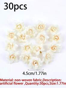 10/30入 1.77吋人造春夏DIY裝飾花頭,絲綢仿製玫瑰花頭。適用於婚禮與訂婚花卉裝飾、DIY手工藝、居家飾品、花環與花束製作、桌面中心裝飾、新娘花束及手腕花飾。女性完美禮物,適合四季使用 - 彩色 - 查看 11
