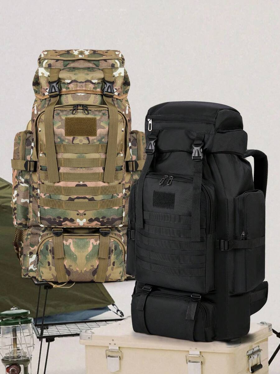 NEWHEY Mochila táctica de senderismo para exteriores de 80L – Bolsa de montañismo militar camuflada, impermeable, ajustable, gran capacidad para camping, escalada & deportes - Multicolor - Ver 1