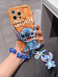 Disney Has Authorized, Phone Case - Chain Set, The Stitch Lilo & Stitch 3D Phone Case Plus A Silicone 3D Stitch Bracelet With Metallic Ring Removable Bracelet, Stitch And Angel Pattern, Compatible With Iphone17/16/15/14/13/12/11/XS/XR/X Plus Pro Max, A Stylish Cartoon Phone Case, The Perfect Gift Choice, Phone Protection, Durable Phone Cover, Great Gift For Friends And Family. - trắng - Xem 1