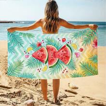 1 pieza/24pcs Toalla de playa con estampado de sandía y naranja a rayas, manta de playa de microfibra extragrande, toalla de baño súper absorbente, adecuada para viajes, piscina, buceo, surf, yoga, camping, múltiples tamaños, accesorios de playa, aplicable para playa, piscina, viajes, camping, yoga - fruta - Ver 5