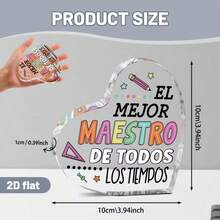 [Graduation Appreciation Memorial] "Best Teacher" Acrylic Decor In Spanish, Colorful Heart-Shaped Transparent Design, Graduation Gift From Students To Homeroom Or Subject Teachers - 1PC - View 7