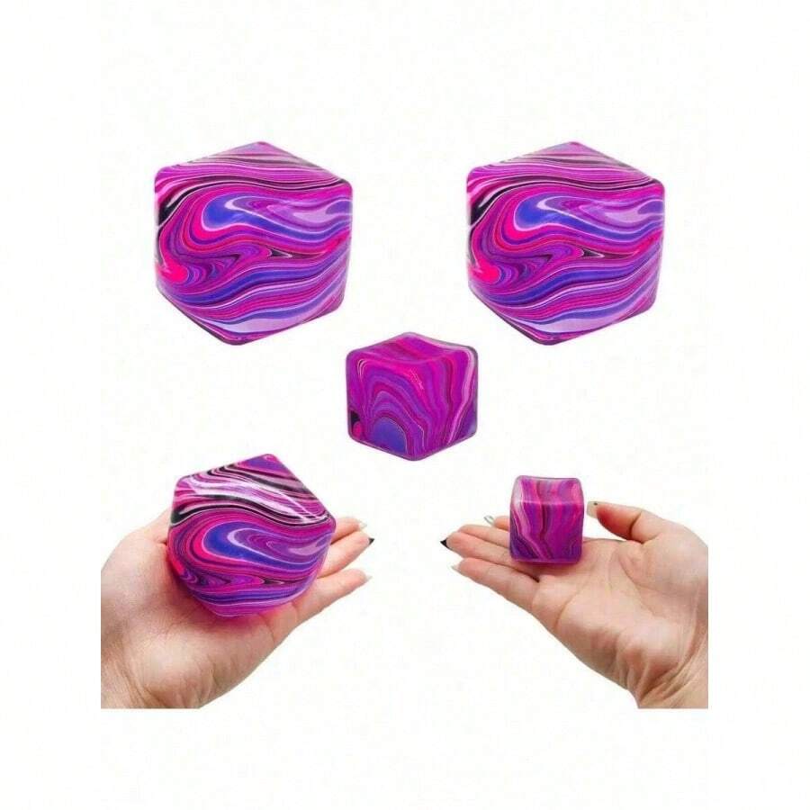5pcs Random Color Marbled Squeeze Toy, Slow Rebound Mochi Cube, Suitable For Holiday Gifts, Fun And Cute Gifts, Birthday Gifts, Easter Gifts, Halloween Gifts, Christmas Gifts, Party Gifts, Squishy, Squishy Toys, Squishy Stress Toy, , Dumpling Squish - 橘色 - 查看 1